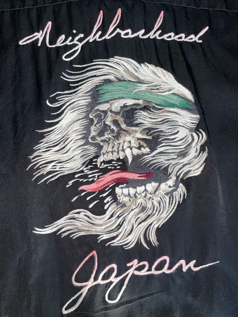 Neighborhood スカルレーヨンシャツ ブラック