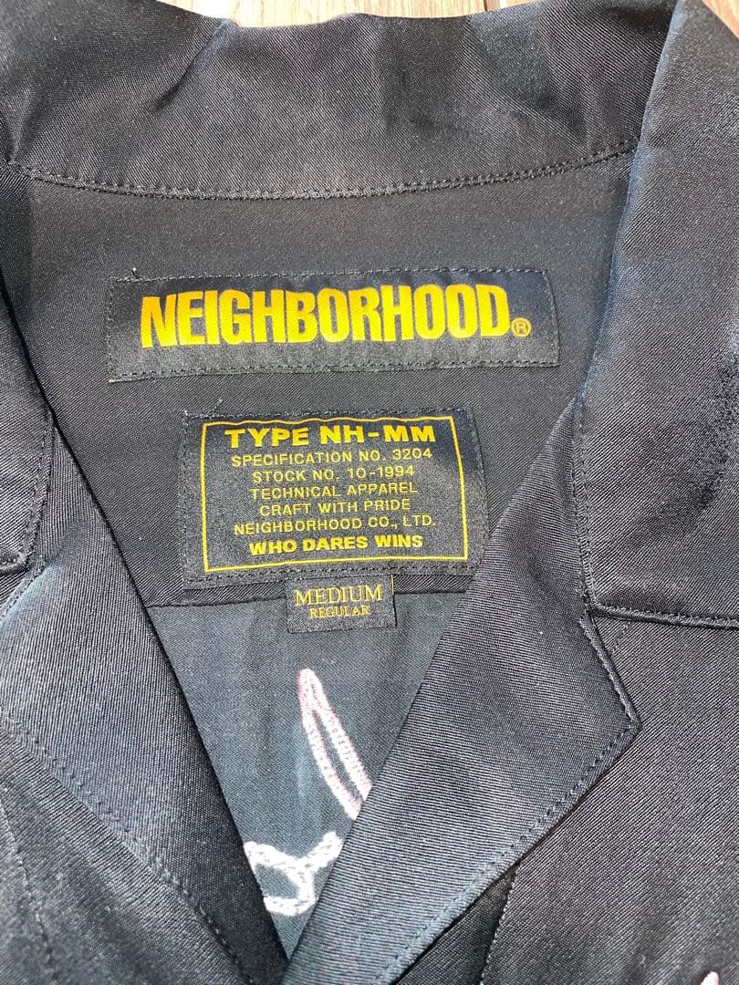 Neighborhood スカルレーヨンシャツ ブラック