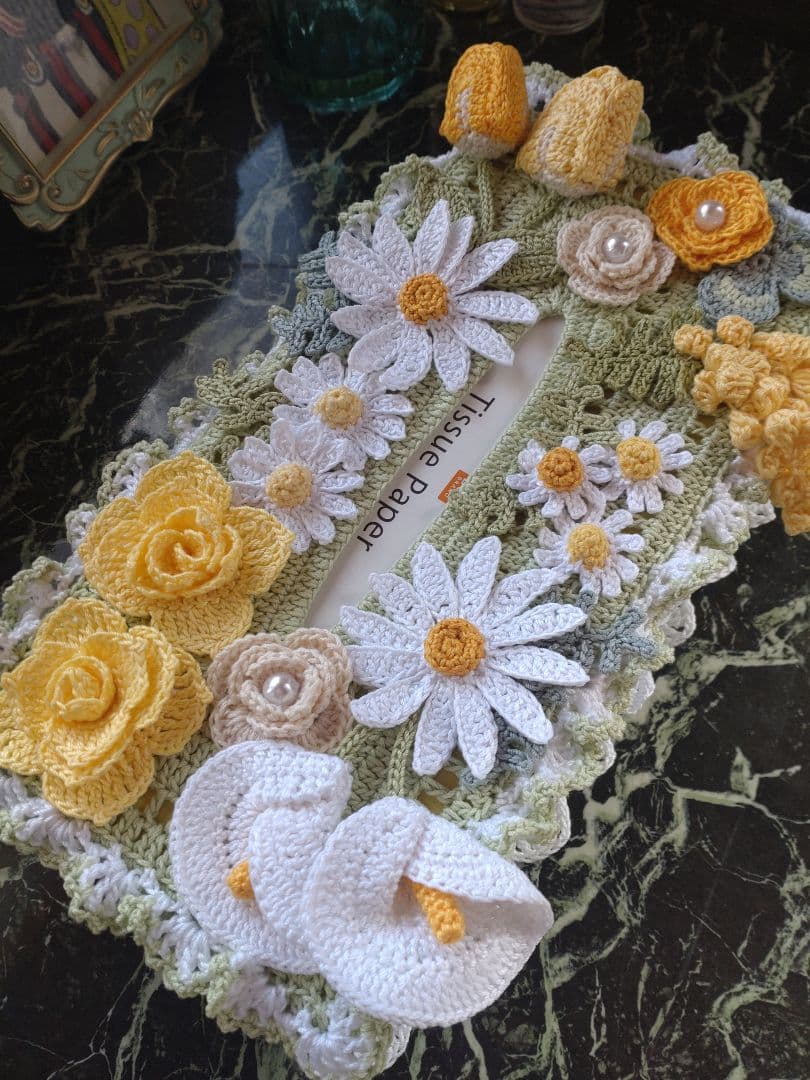 みかん様 ティッシュボックスカバー かぎ編みインテリア生活雑貨レース編みドイリー