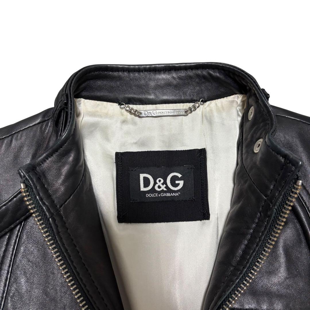D&G ドルガバ ライダース ラムレザージャケット シングル ブラック 美品