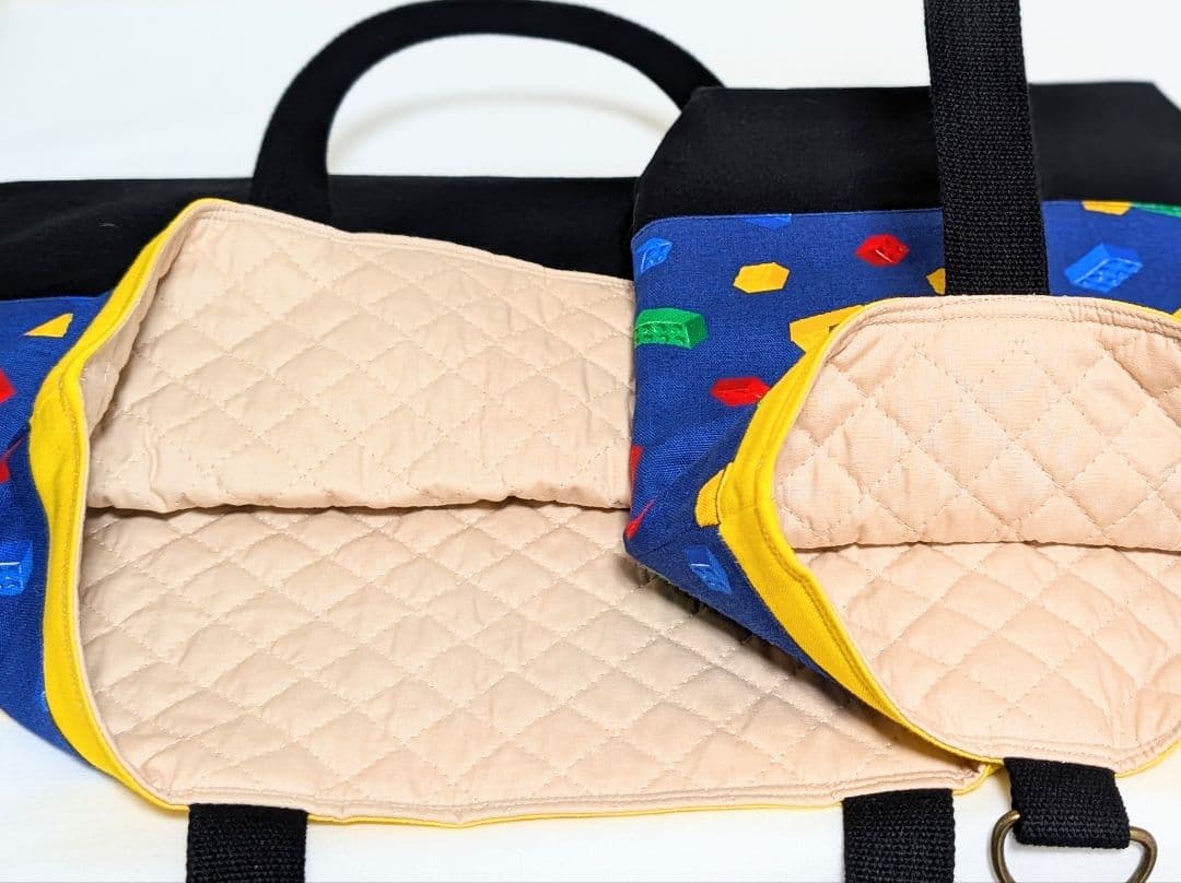 ※chime※☆ブロック柄ブルー/レッスンバッグ/上履き袋/巾着袋/計4点