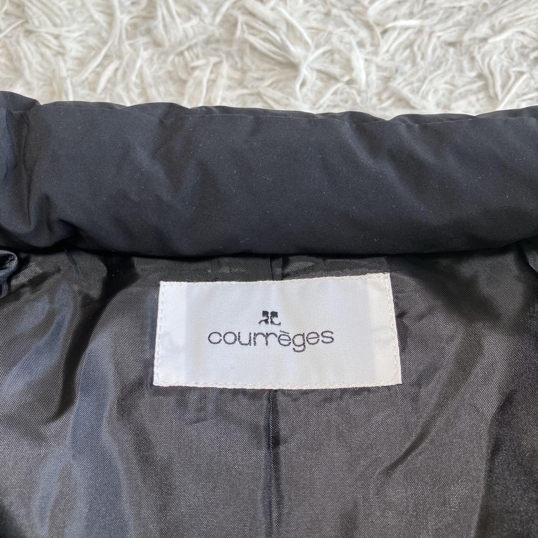 美品 クレージュ ダウンコート ダウンジャケット ロゴプレート ブラック 38