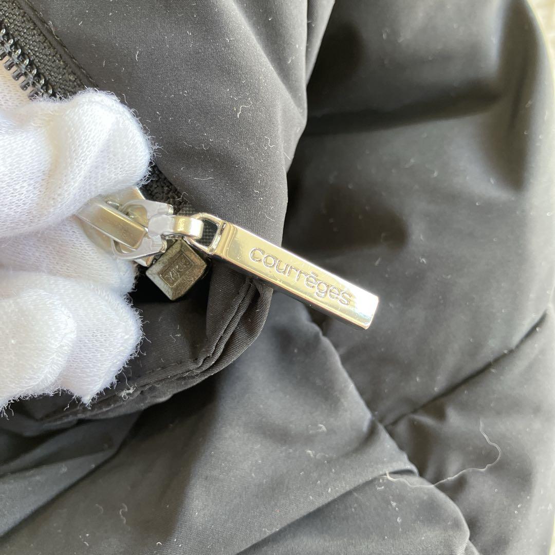 美品 クレージュ ダウンコート ダウンジャケット ロゴプレート ブラック 38