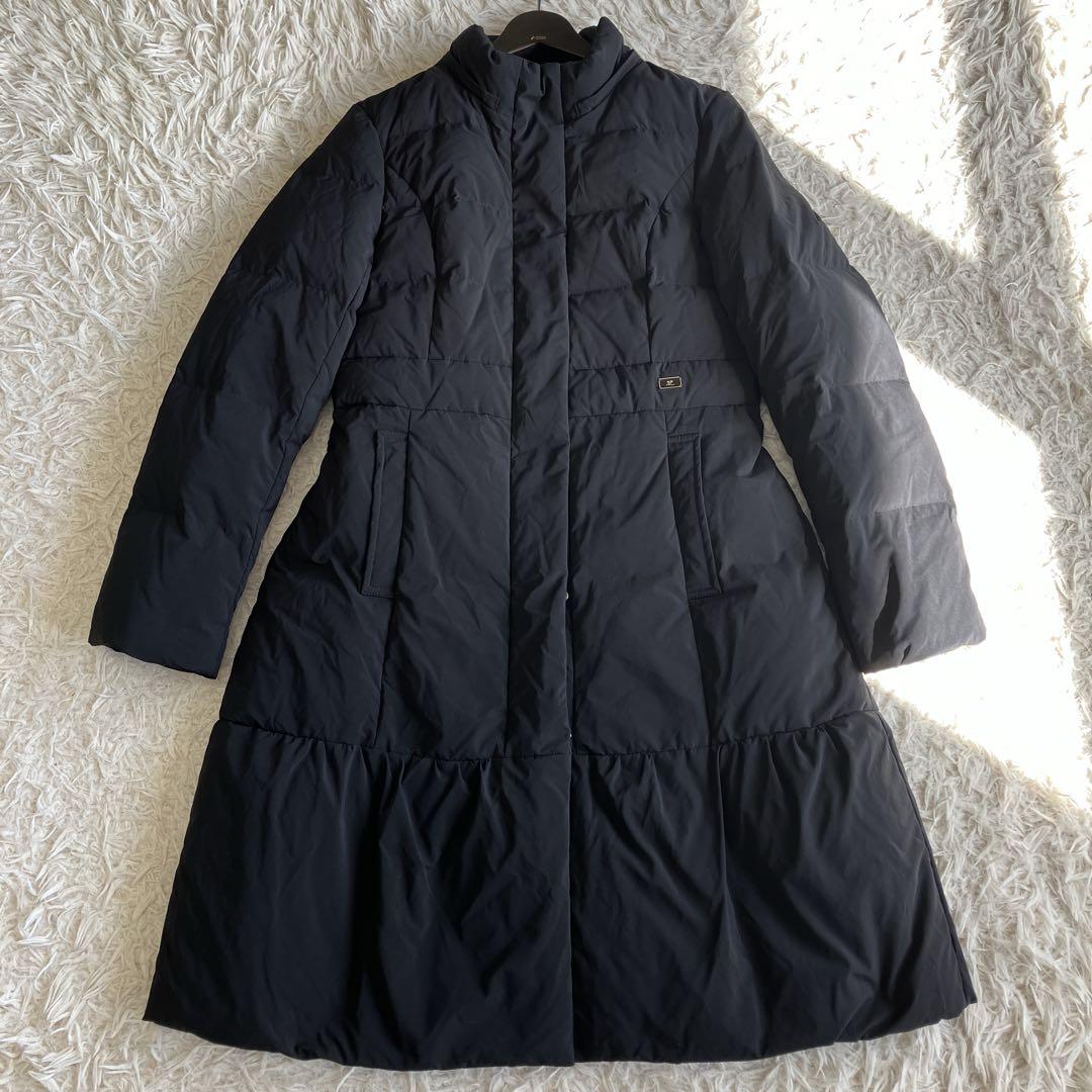 美品 クレージュ ダウンコート ダウンジャケット ロゴプレート ブラック 38