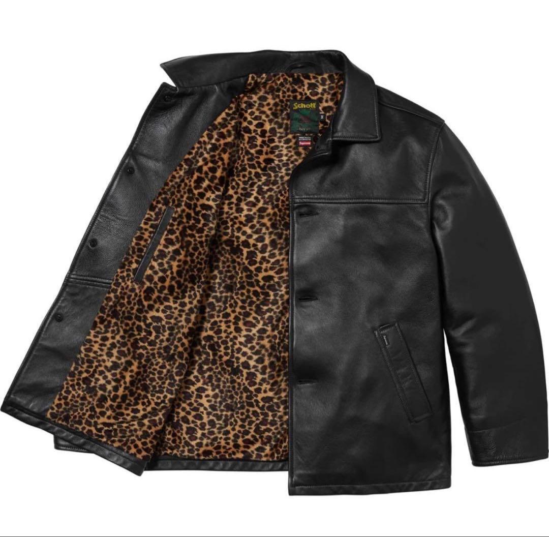 ジャケット・アウター Supreme Schott Leather Car Coat Black S