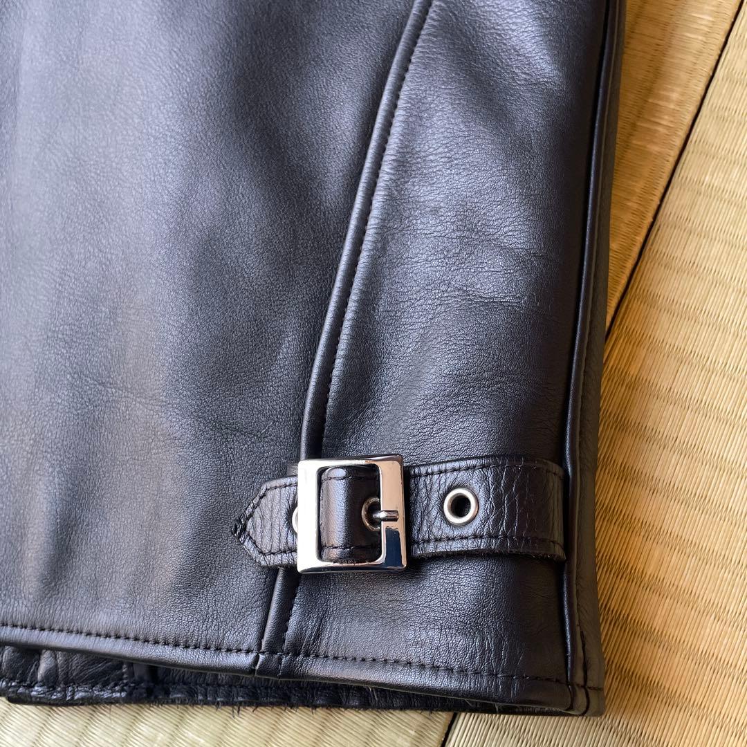 ブラックシングルライダースジャケット NANKAI製 バイク