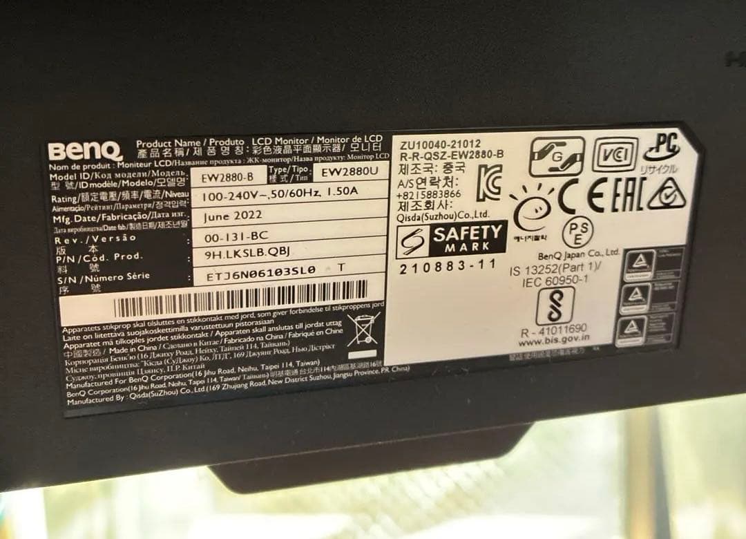 【お値下げBenQ 】EW2880U 4K 28インチ リモコン付きディスプレイ