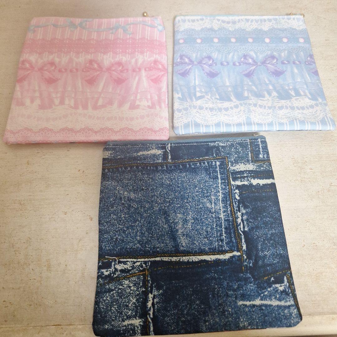 激レアねこパネル生地　ハンドメイド　まちなしバッグ　ミニバック　ポーチ