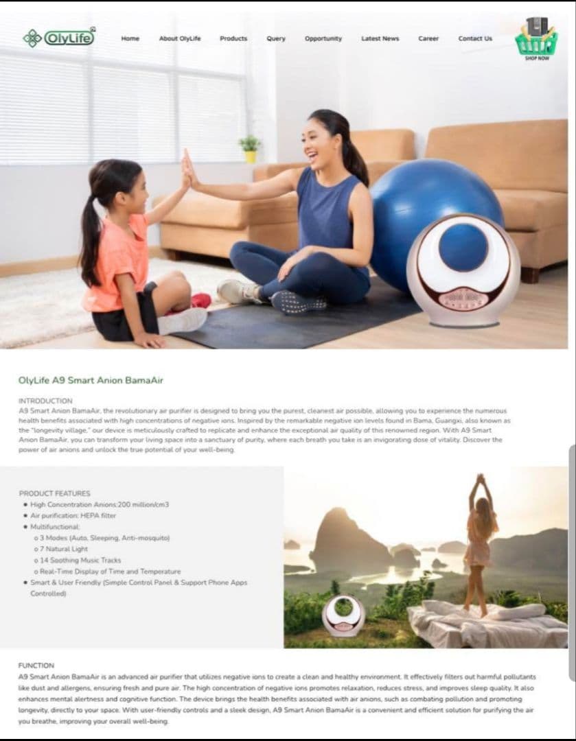 《未使用》OlyLife A9 BamaAir オリーライフ／イオン発生器