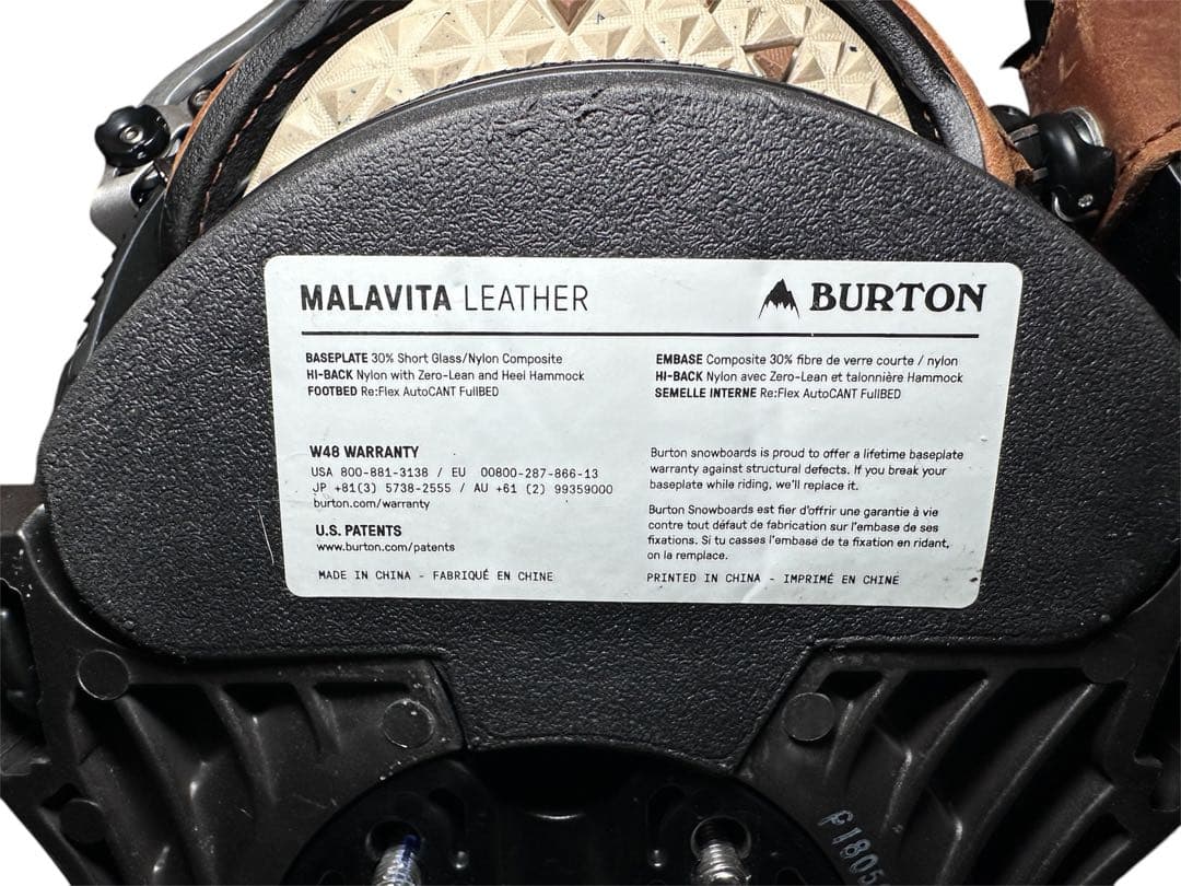 スノーボード ビンディング Burton MALAVITA レザー Mサイズ