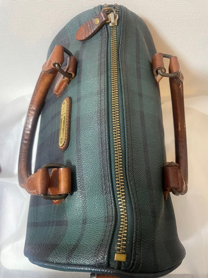 [90s]POLO RALPH LAURENチェック柄レザーミニボストンバッグ