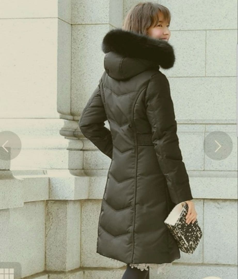 美品 ルイルエブティック フォックスファー付き ロングダウンコート ブラック S