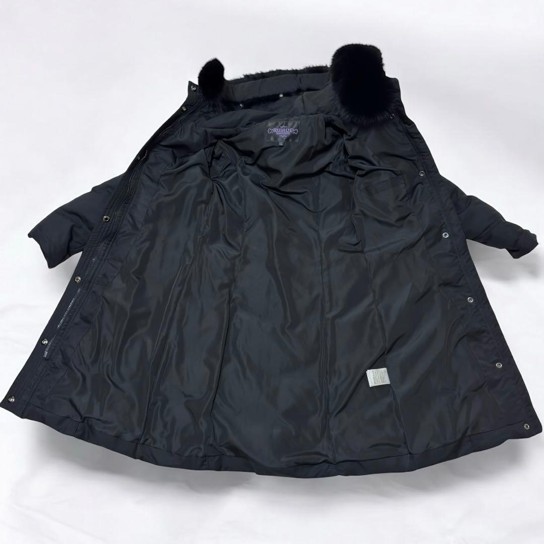美品 ルイルエブティック フォックスファー付き ロングダウンコート ブラック S