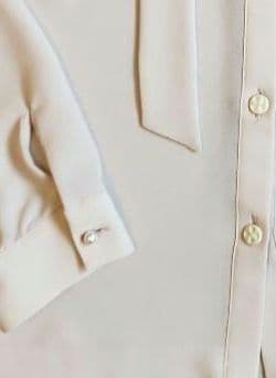 ANAYI 長袖 ボウタイブラウス ピンクベージュ