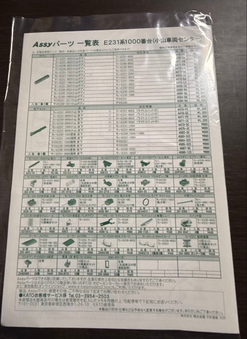 グ*ス様 カトー　10ー2002 E231系1000番台（小山車両センター）付属
