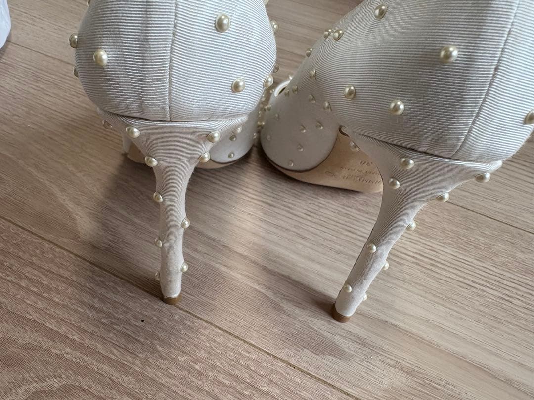 ジミーチュウ パールパンプスシューズホワイト 38【中古】