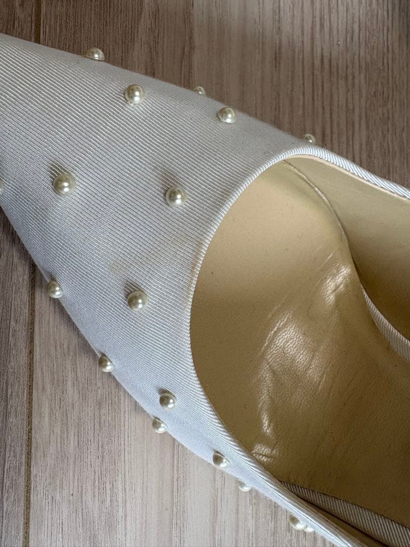 ジミーチュウ パールパンプスシューズホワイト 38【中古】