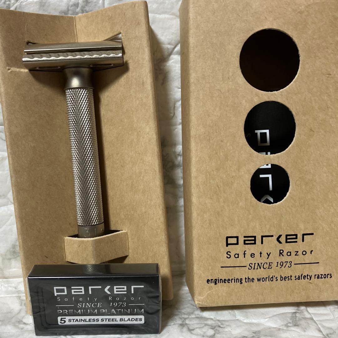 parkerT字カミソリメンズ両刃剃刀 マイルド深剃りもできる5段階の調整可能…