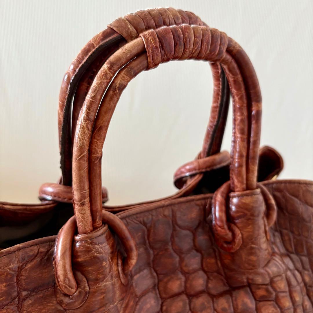 【美品】JRA認定 クロコダイル レザー 2WAY ハンドバッグ 本革 高級感