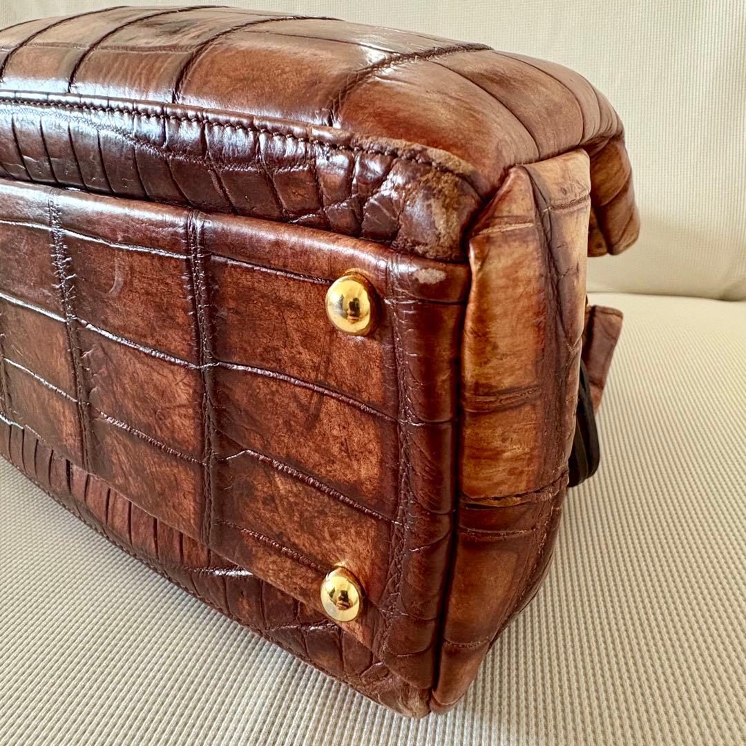 【美品】JRA認定 クロコダイル レザー 2WAY ハンドバッグ 本革 高級感