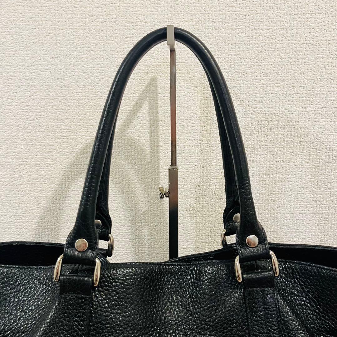 【美品】バーニーズニューヨーク レザートートバッグ ブラック