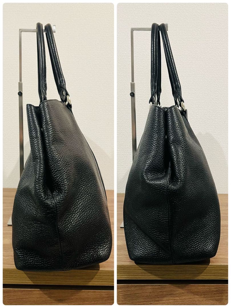 【美品】バーニーズニューヨーク レザートートバッグ ブラック