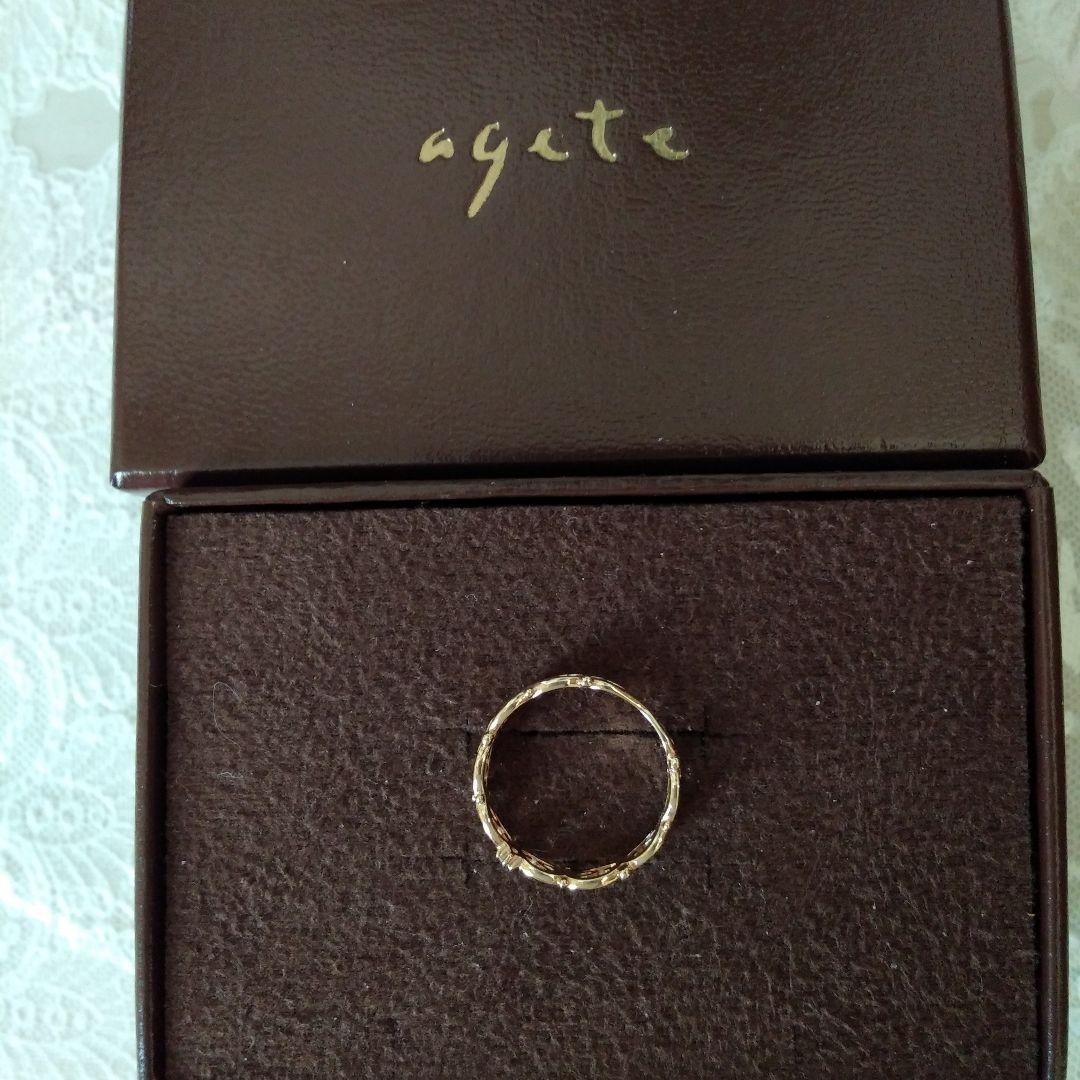 美品♡agete K10ダイヤ透かしゴールドリング