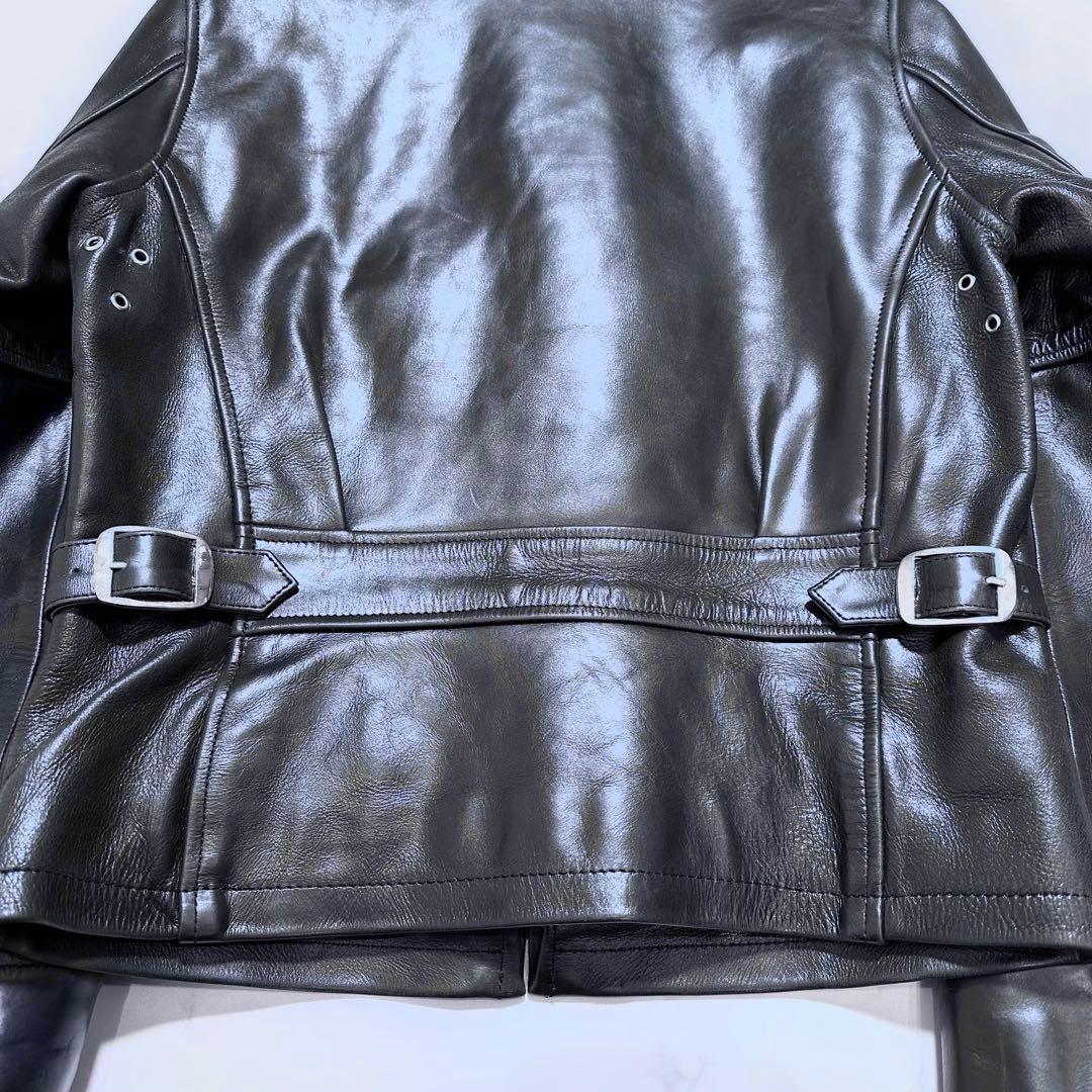 フリーダム シングルライダースジャケット バイクウェア メンズ 牛革 黒 L相当