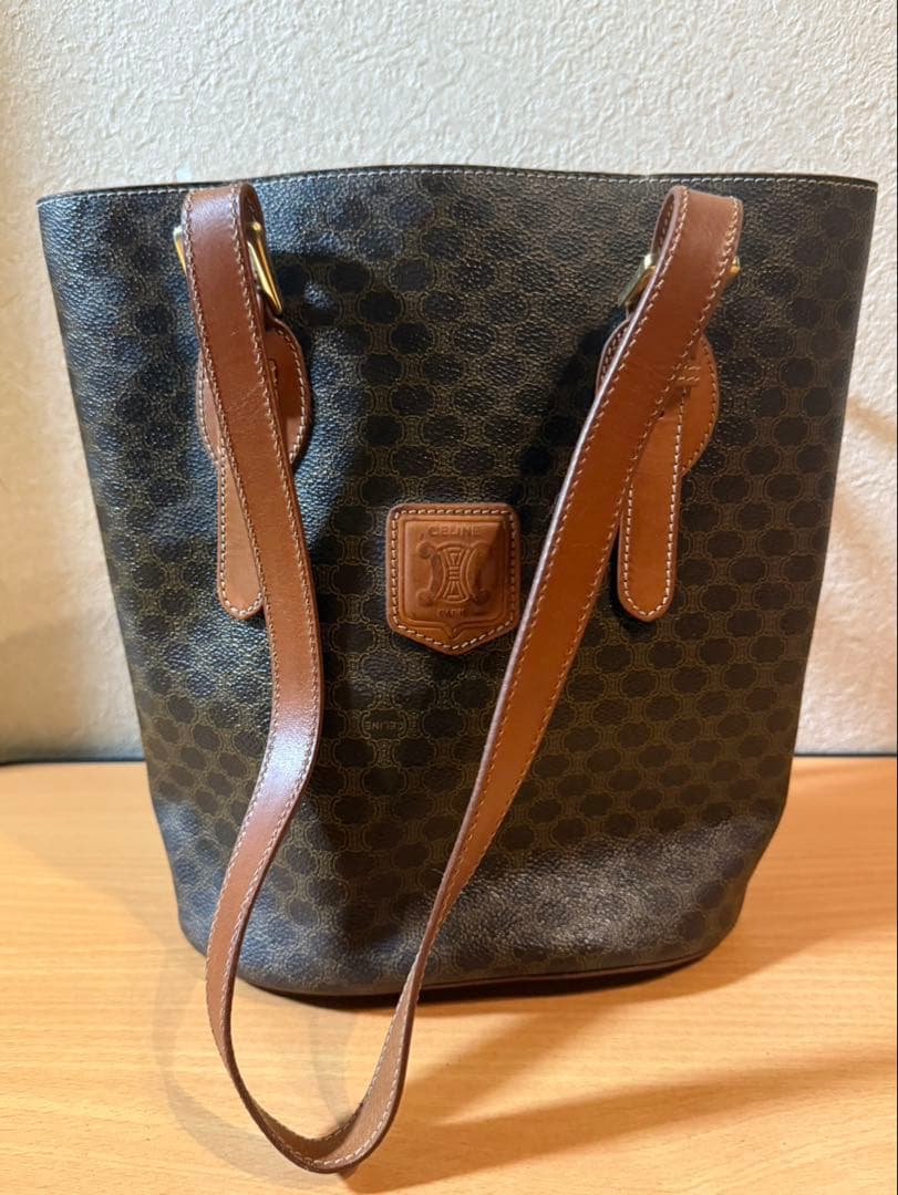 CELINE セリーヌマカダム柄 バケツ型ショルダーバッグヴィンテージ