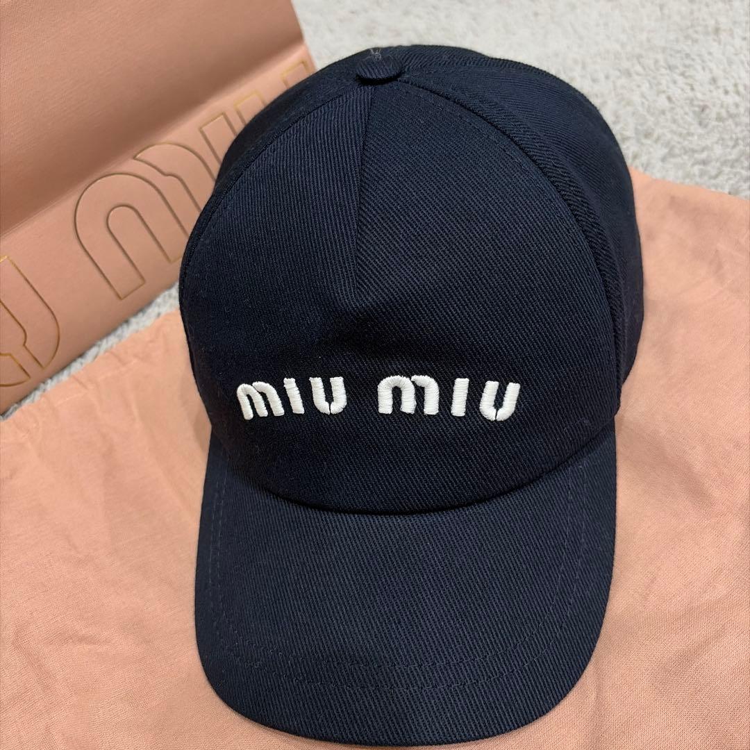 miumiu ドリル ベースボールキャップ　キャップ　帽子