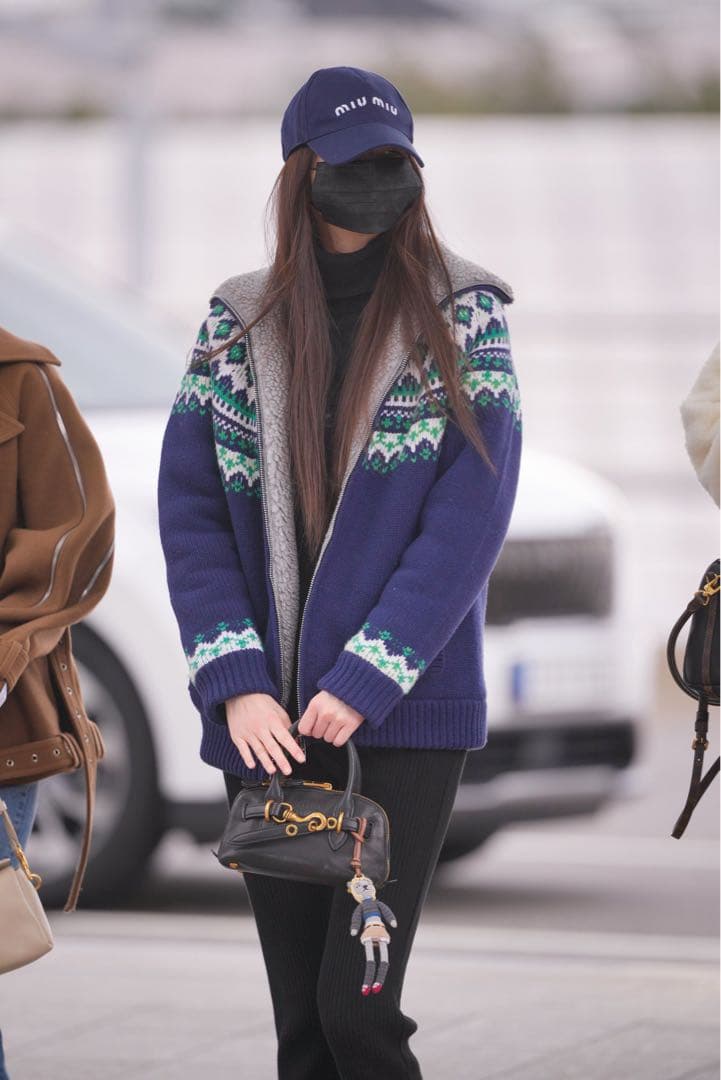 miumiu ドリル ベースボールキャップ　キャップ　帽子