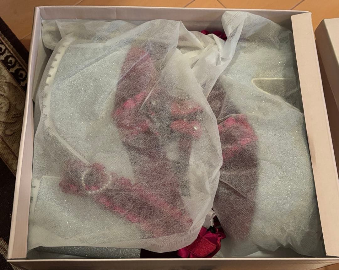 【Ank Rouge】キラキラビジューベロアリボン厚底シューズ レッド 赤 L