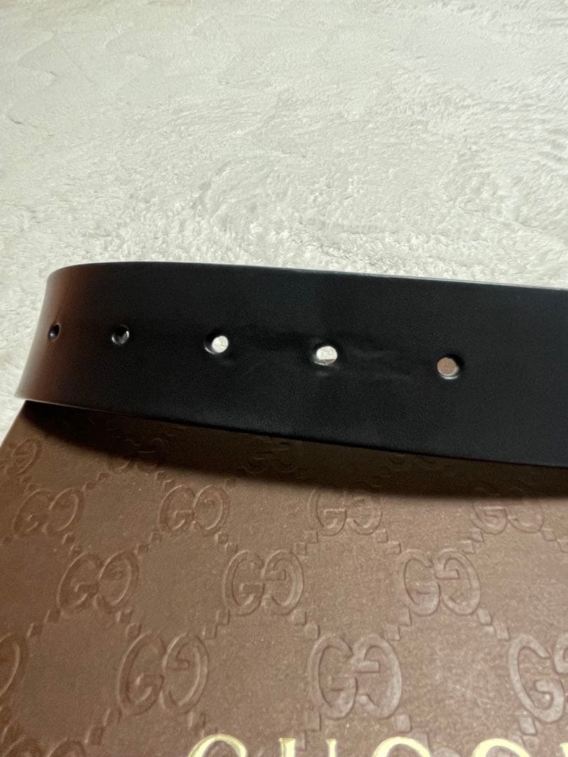 GUCCI グッチ ベルト インターロッキングG ブラックレザーベルト