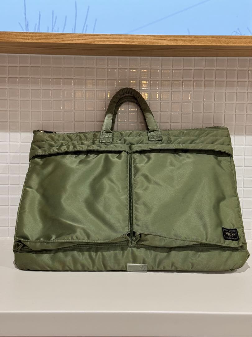 【希少】PORTER ポーター タンカー ブリーフケース セージグリーン バッグ