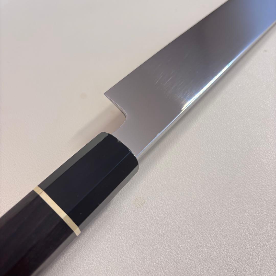 【鞘付き】 270mm柳刃包丁 鏡面　黒檀水牛八角柄 全鋼 和包丁'═
