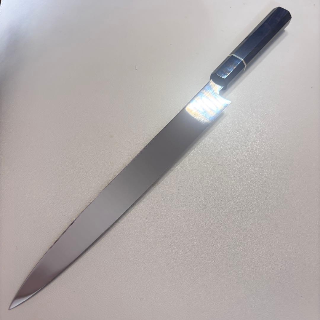 【鞘付き】 270mm柳刃包丁 鏡面　黒檀水牛八角柄 全鋼 和包丁'═