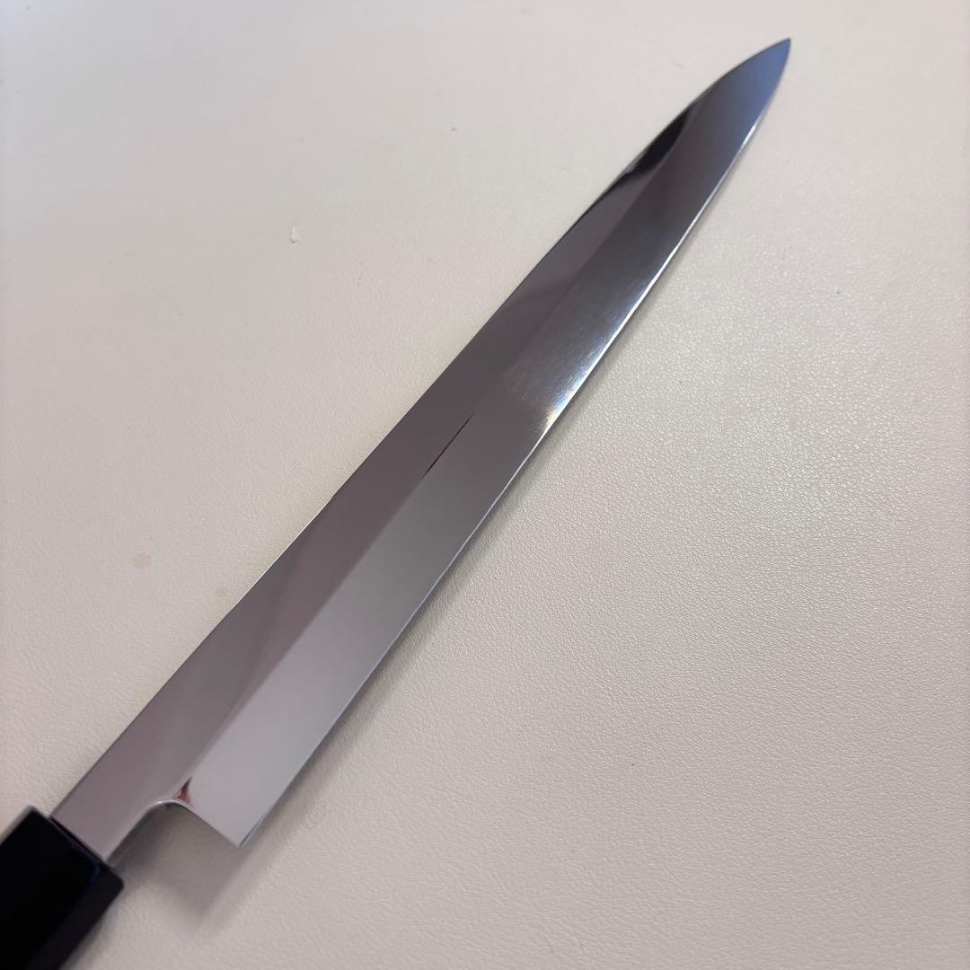 【鞘付き】 270mm柳刃包丁 鏡面　黒檀水牛八角柄 全鋼 和包丁'═
