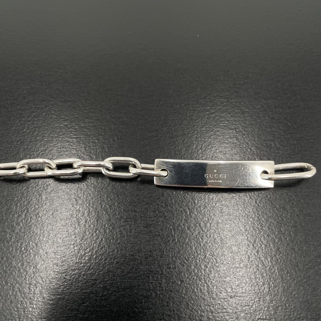 オールドグッチ IDプレート オーバルチェーン ブレスレット シルバー　y2k