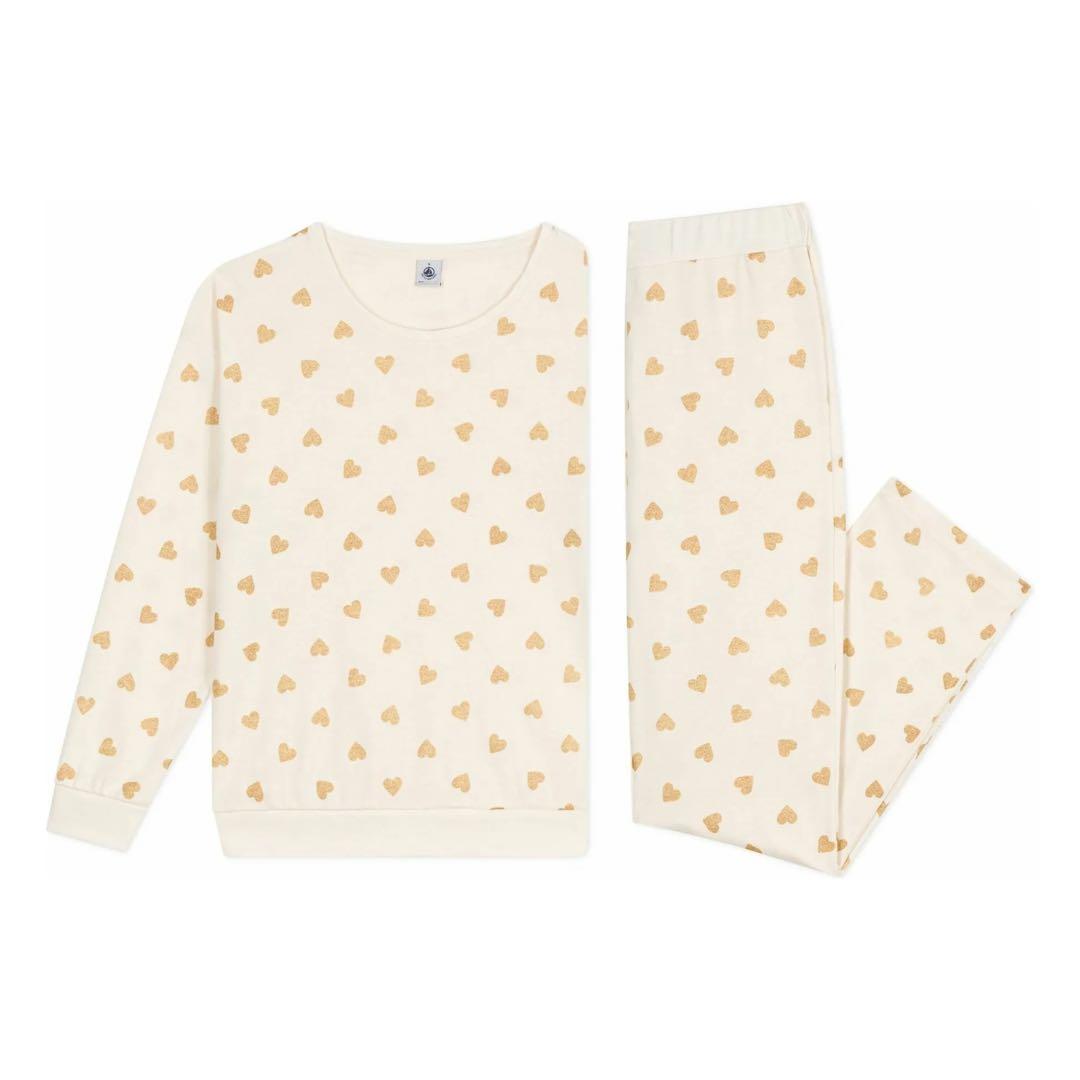 新品 未使用 プチバトー レディースM 長袖 パジャマ ハート ラメ 新作