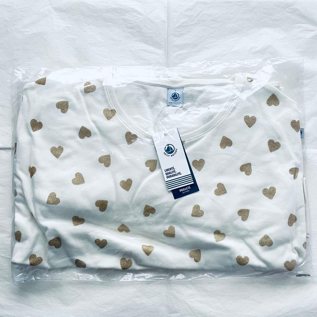 新品 未使用 プチバトー レディースM 長袖 パジャマ ハート ラメ 新作