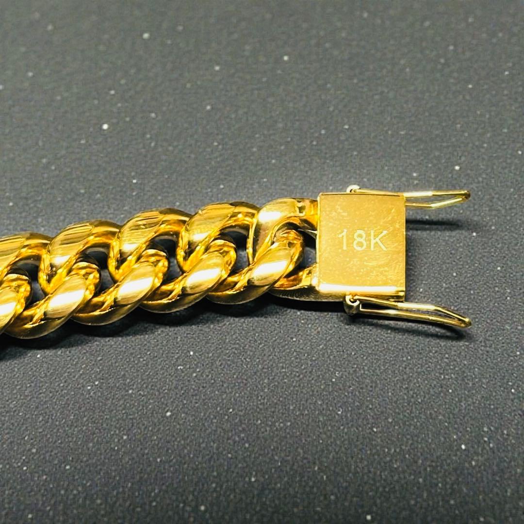 喜平ネックレス 50cm 幅12mm 18K刻印 ステンレス ゴールドチェーン