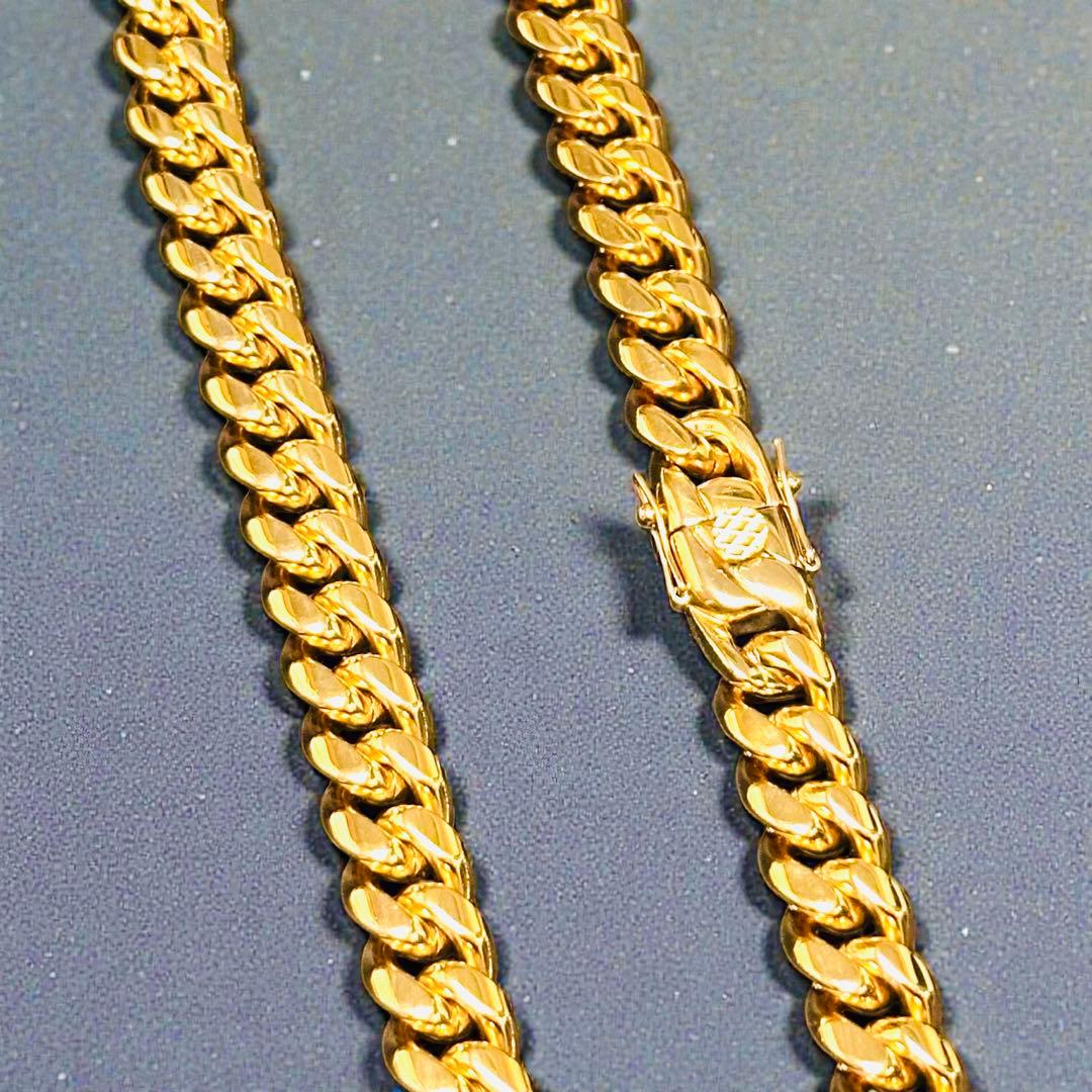 喜平ネックレス 50cm 幅12mm 18K刻印 ステンレス ゴールドチェーン