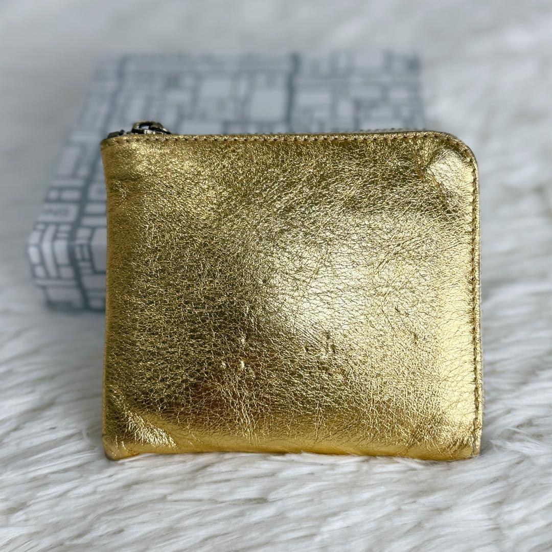コムデギャルソン ゴールドレザー L字ファスナー コンパクトウォレット ミニ財布