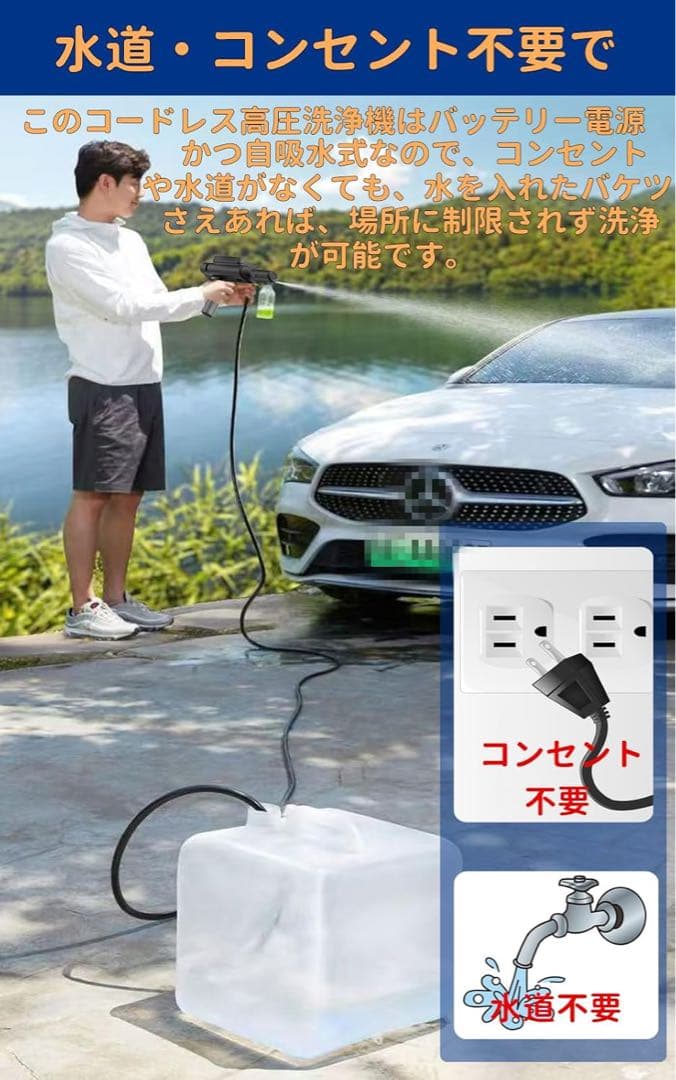 高圧洗浄機 コードレス 充電式 折りたたみ式　同