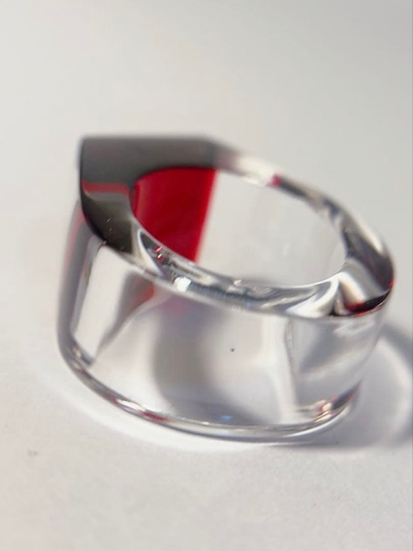 バカラ　Baccarat リング　クリスタル　スクエア　 赤　レッド