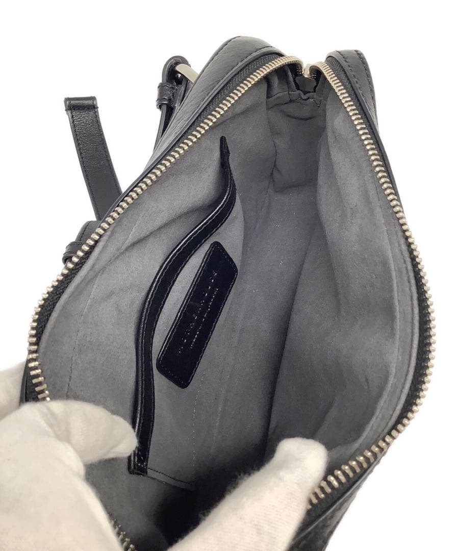 マザーハウス　リニア　レザーショルダーバッグ　ブラック