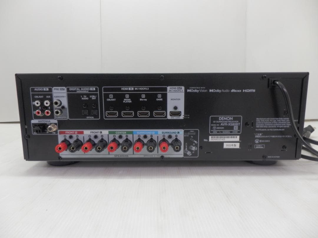 デノン 5.2CH AVサラウンドレシーバー AVRX580BTK アンプ ②