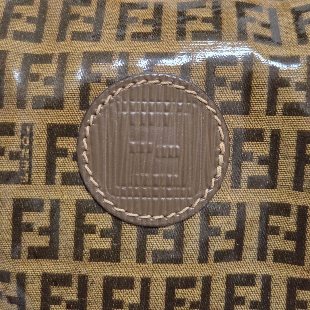 FENDI ズッカ柄 ボストンバッグ エナメル ブラウン