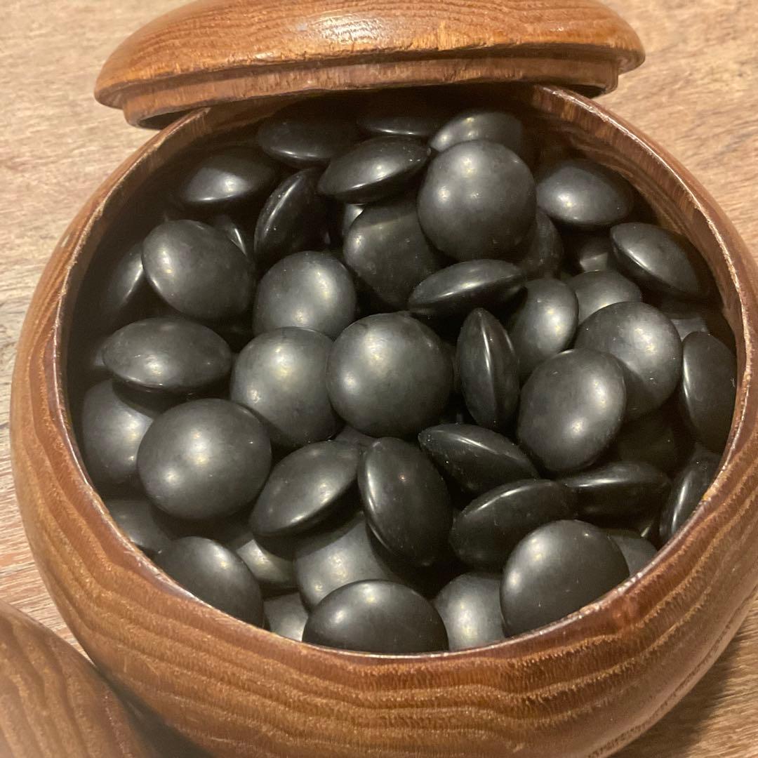 う*ぎ様 美品！高級 碁石 蛤 那智黒 35号 特大 碁笥