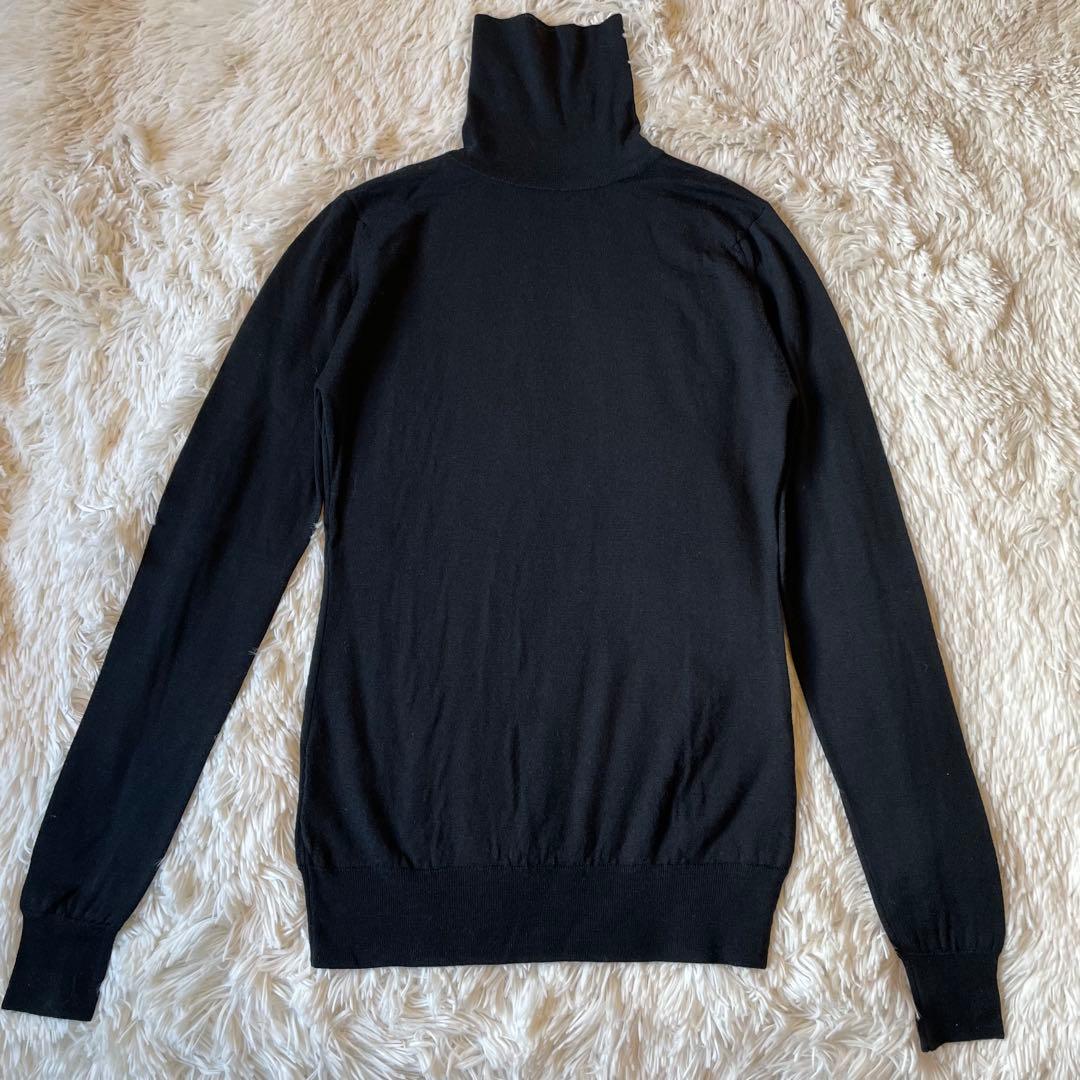 ジョンスメドレー メリノウール タートルニット S 英国製 ブラック